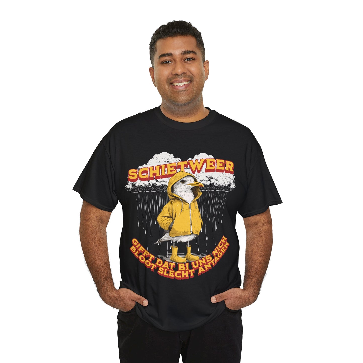 Schietweer Möwe – Ostfriesen Shirt mit Regenwitz – Unisex Shirt in Schwarz