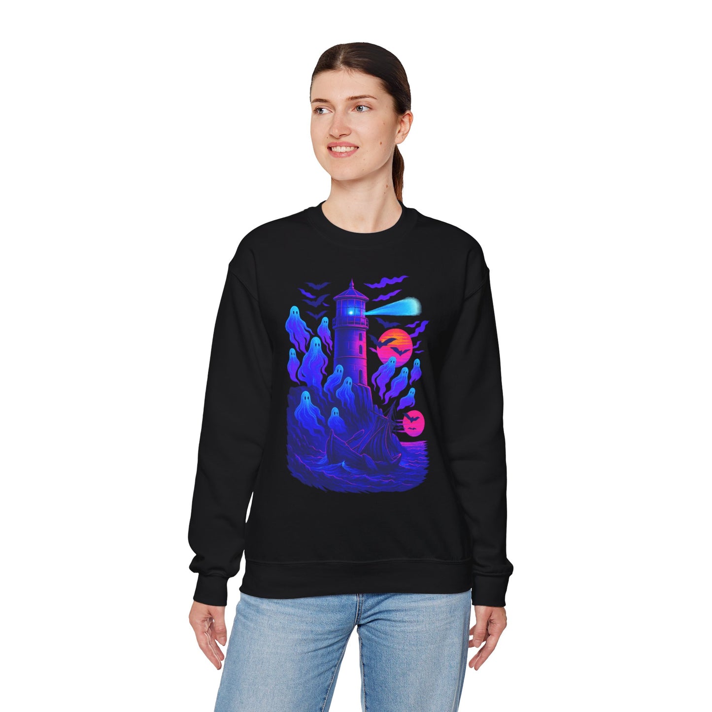 Geister-Leuchtturm – Synthwave – Sweatshirt