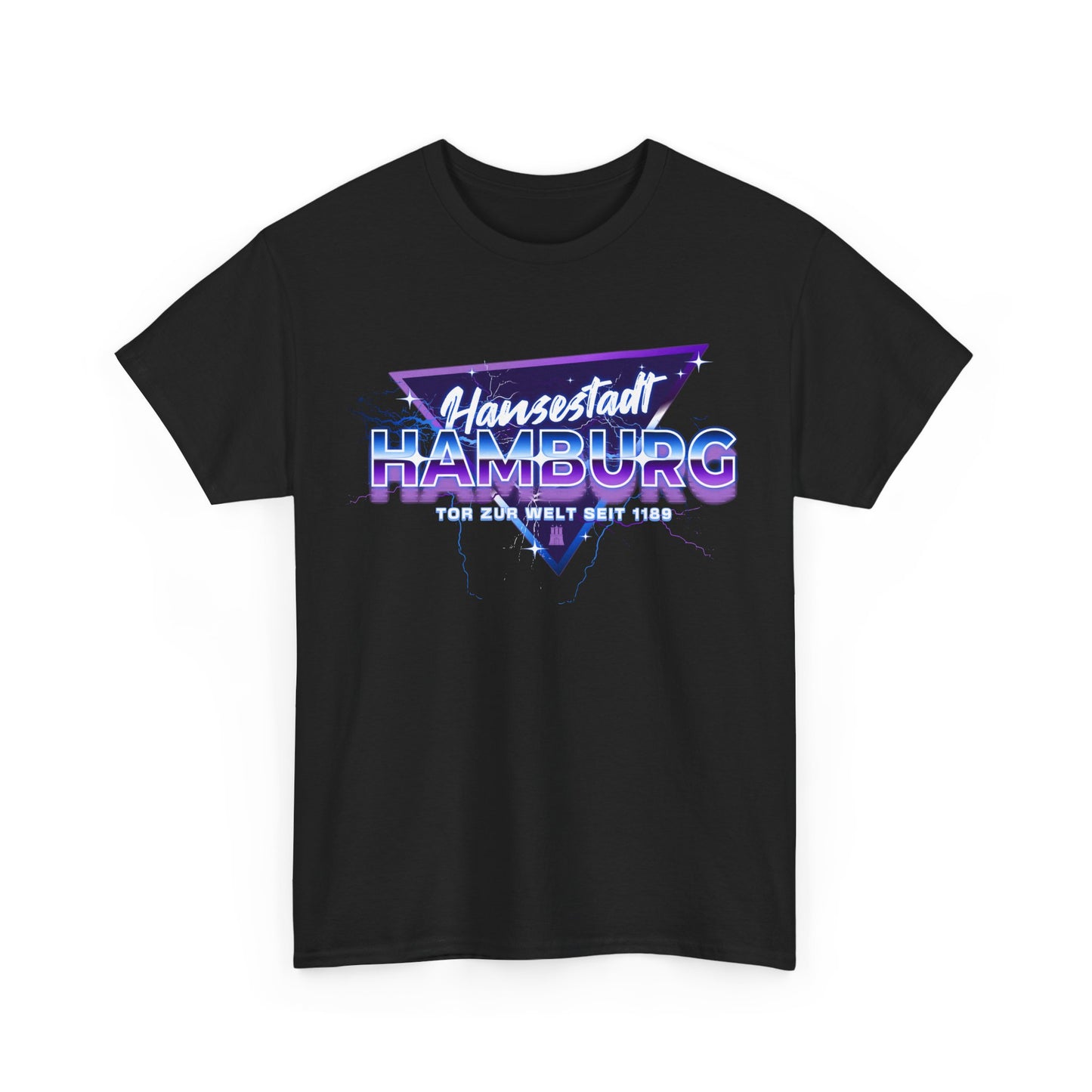 Hansestadt Hamburg – Retro Wave Edition – T-Shirt im 80er-Style – Unisex T-Shirt - Schwarz