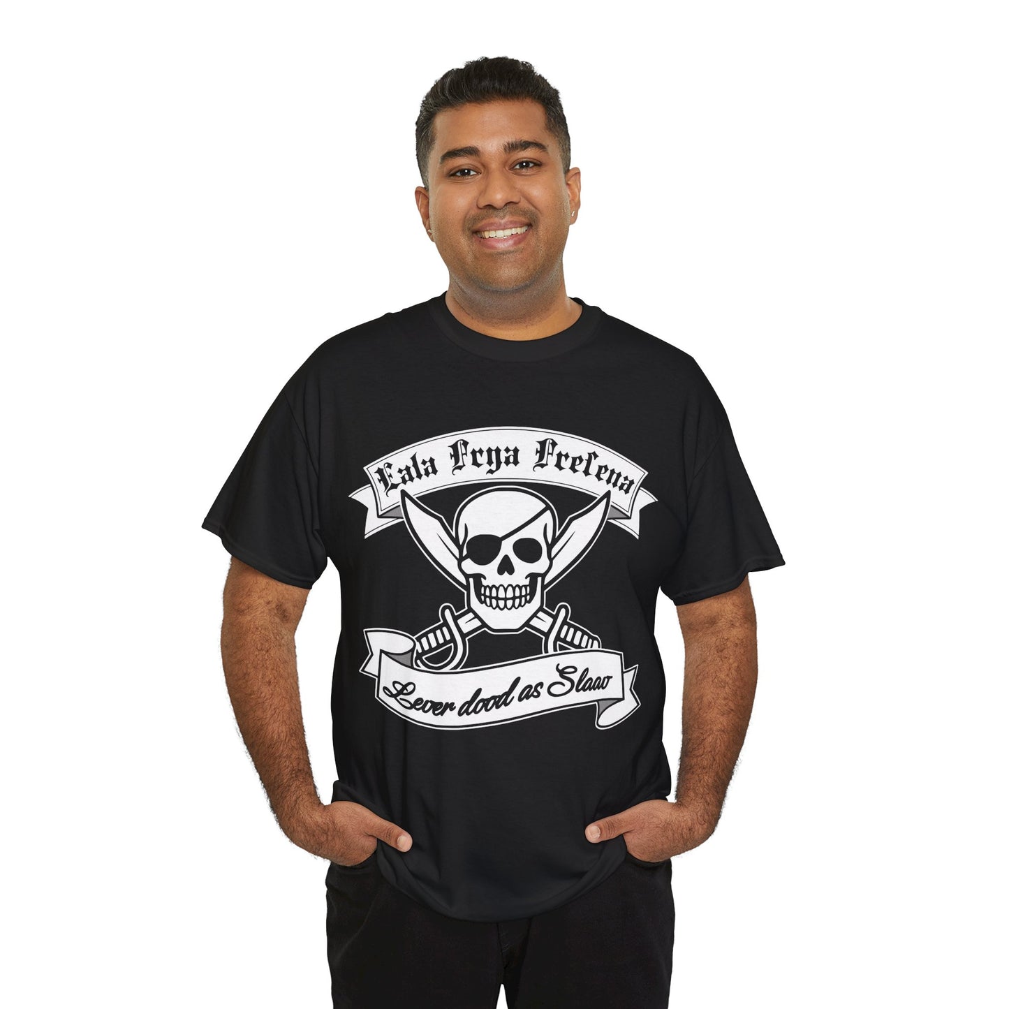 Ostfriesen T-Shirt - Eala Frya Fresena - Lever dood as Slaav – Unisex Shirt in Schwarz