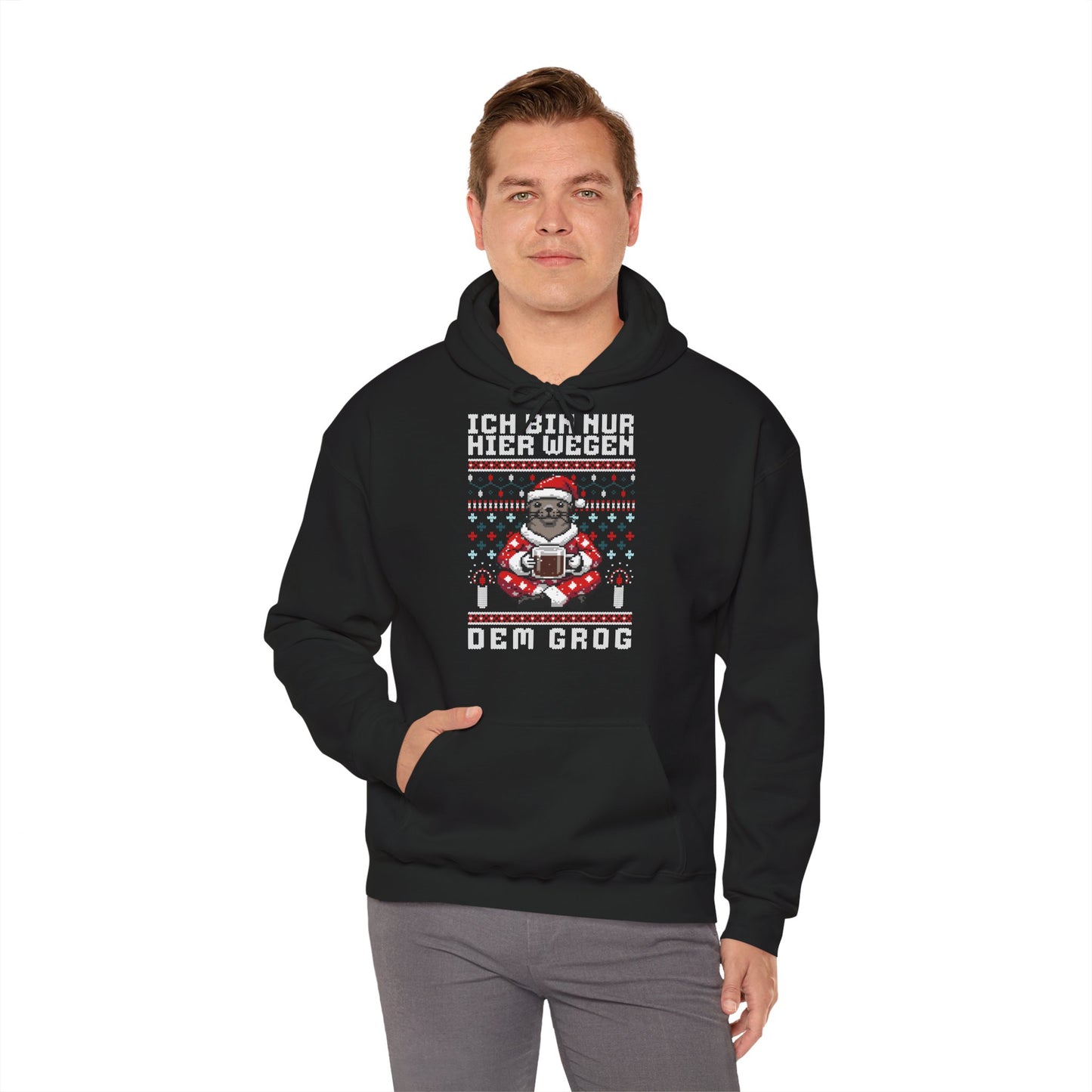 Ich bin nur hier wegen dem Grog - Hoodie (Brust Druck)