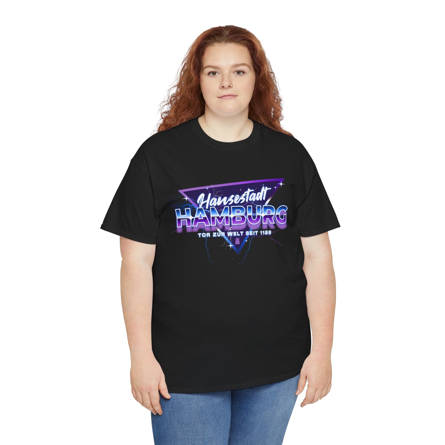 Hansestadt Hamburg – Retro Wave Edition – T-Shirt im 80er-Style – Unisex T-Shirt - Schwarz