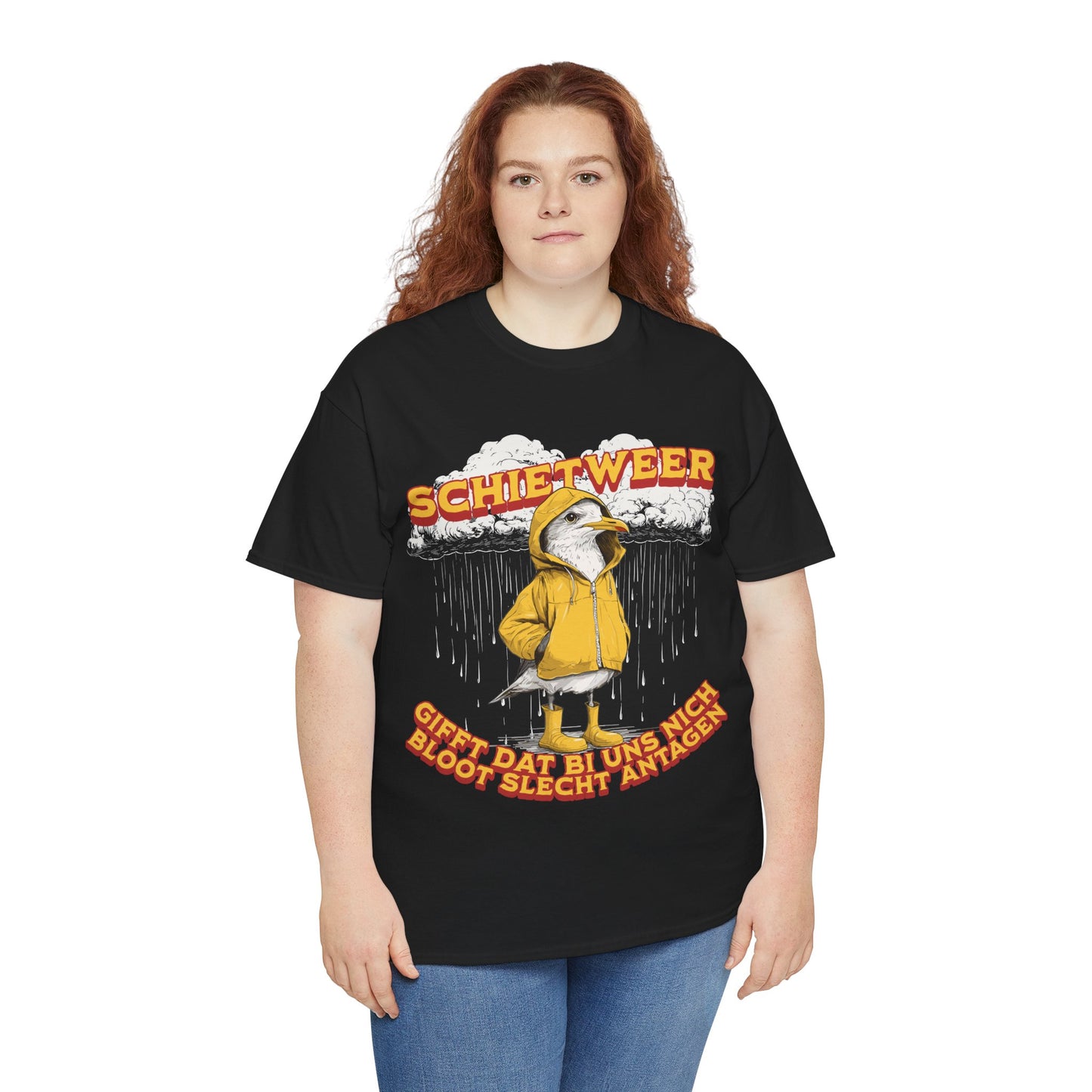 Schietweer Möwe – Ostfriesen Shirt mit Regenwitz – Unisex Shirt in Schwarz