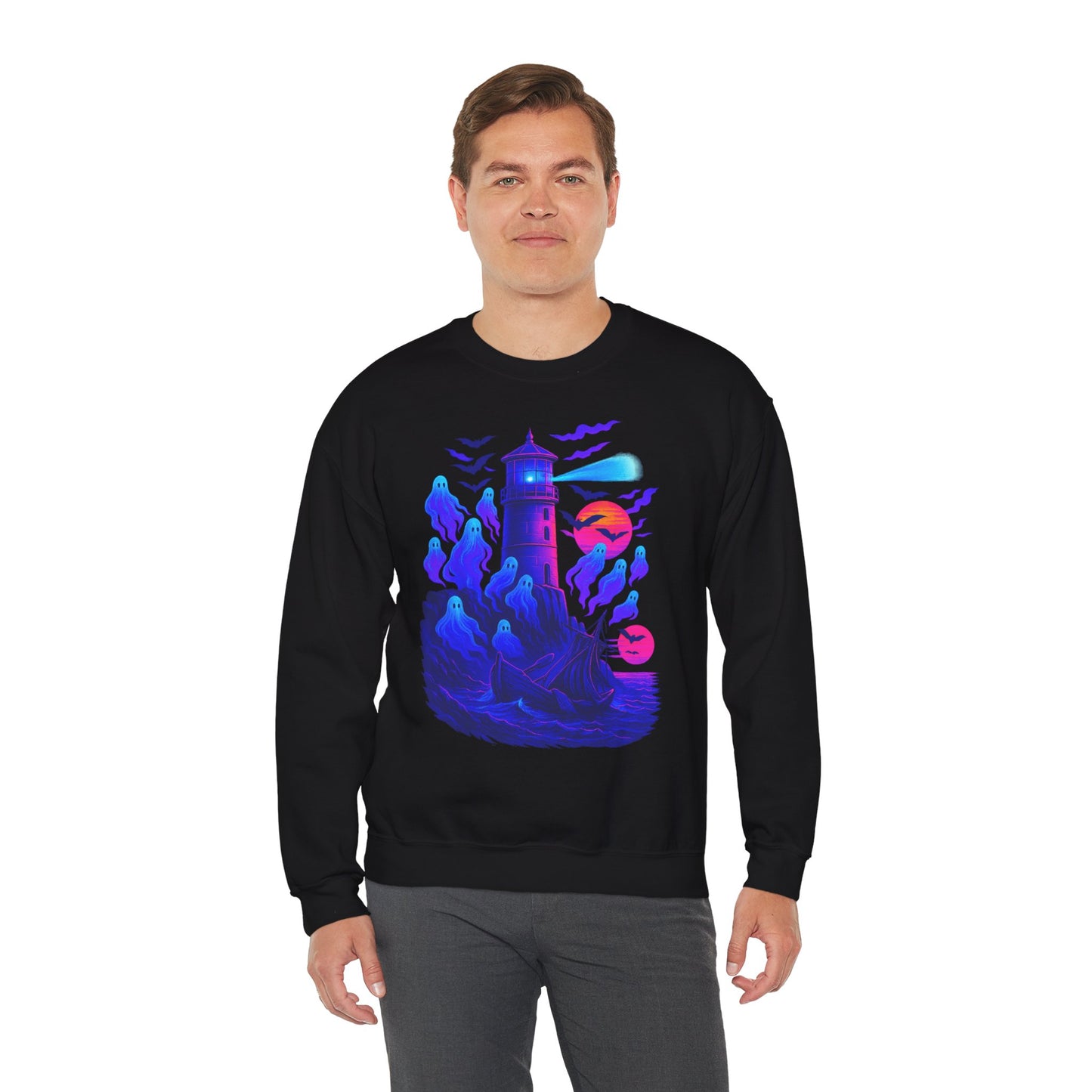 Geister-Leuchtturm – Synthwave – Sweatshirt