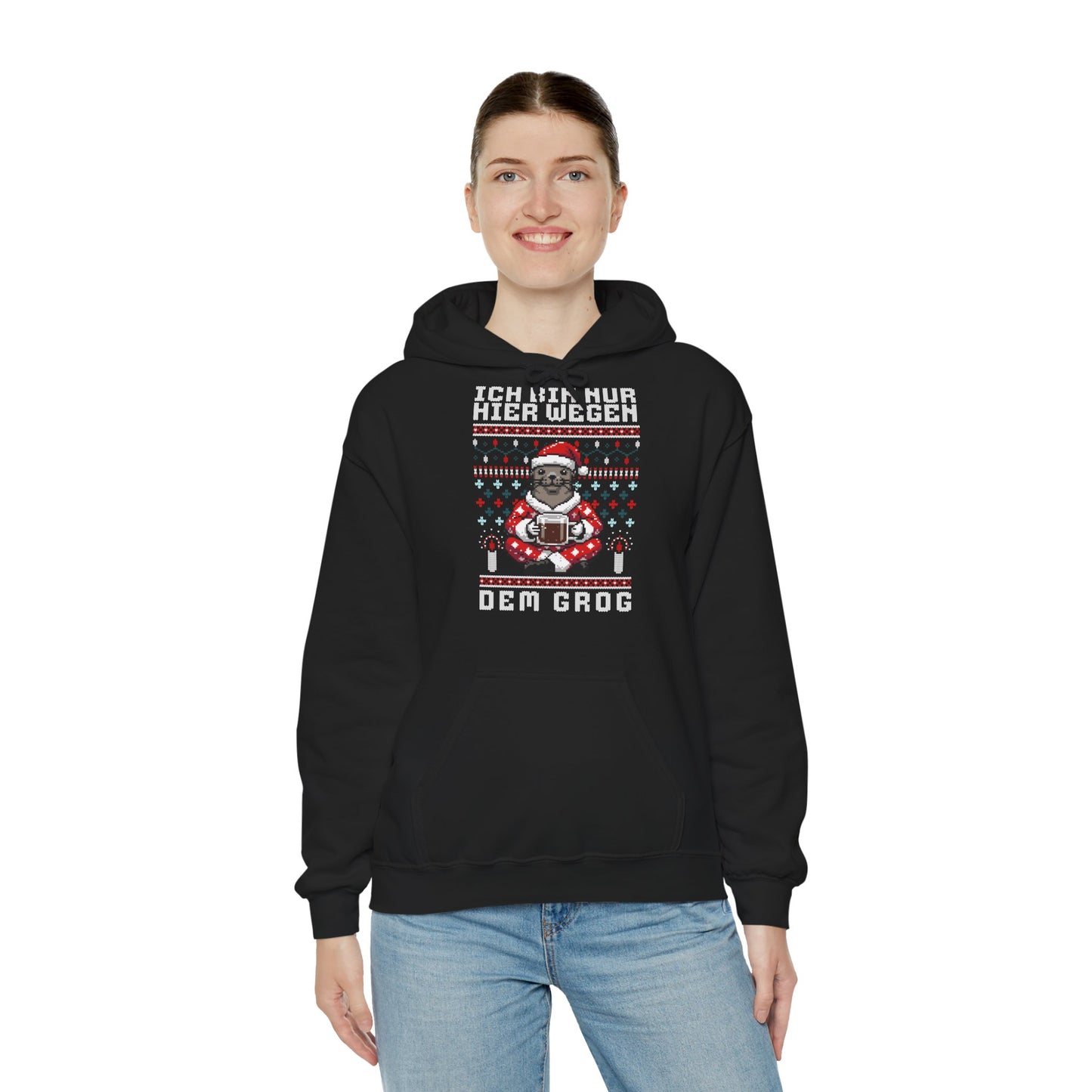 Ich bin nur hier wegen dem Grog - Hoodie (Brust Druck)