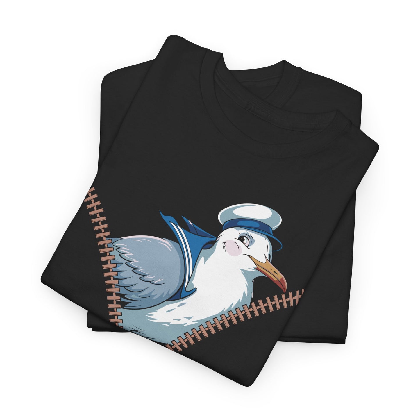 Möwe ahoi! – Matrosen-Möwe im Reißverschluss-Look – Unisex T-Shirt - Schwarz