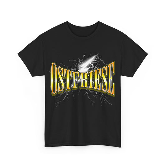 Ostfriese T-Shirt – Blitz & Power Design – Unisex Shirt in Schwarz