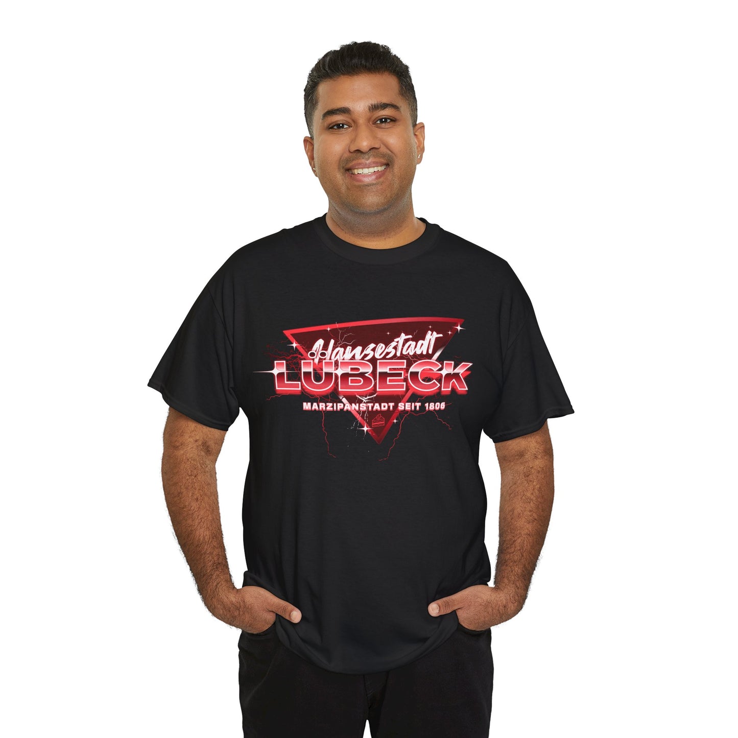 Special Edition - Hansestadt Lübeck – Retro Wave Edition – T-Shirt im 80er-Style – Unisex T-Shirt - Schwarz