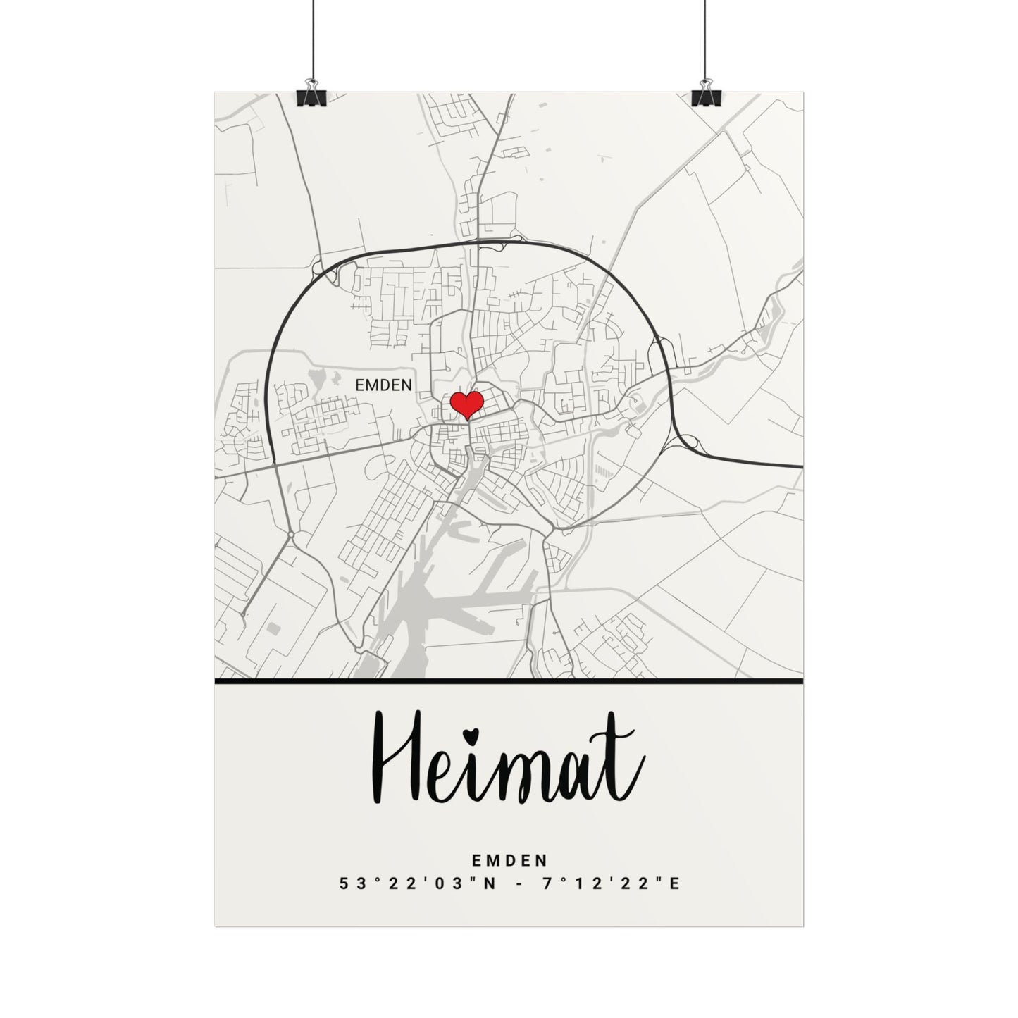 Emden - Heimat - Koordinaten - Poster