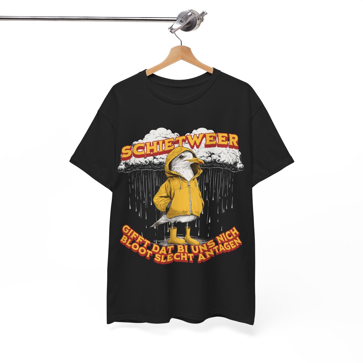 Schietweer Möwe – Ostfriesen Shirt mit Regenwitz – Unisex Shirt in Schwarz