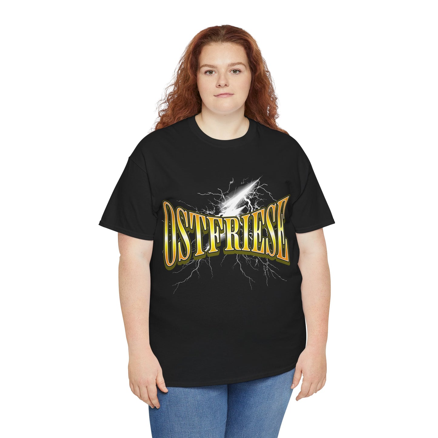 Ostfriese T-Shirt – Blitz & Power Design – Unisex Shirt in Schwarz