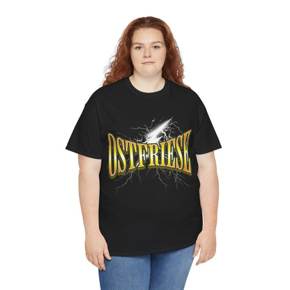 Ostfriese T-Shirt – Blitz & Power Design – Unisex Shirt in Schwarz