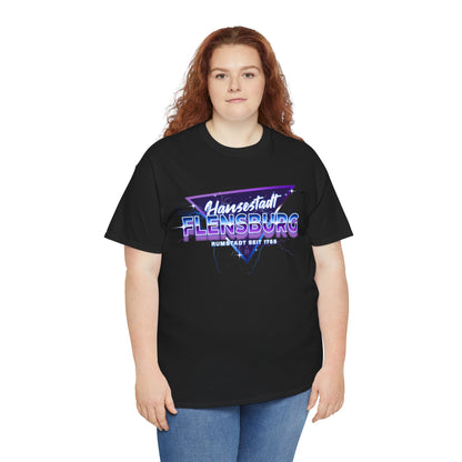 Hansestadt Flensburg – Retro Wave Edition – T-Shirt im 80er-Style – Unisex T-Shirt - Schwarz