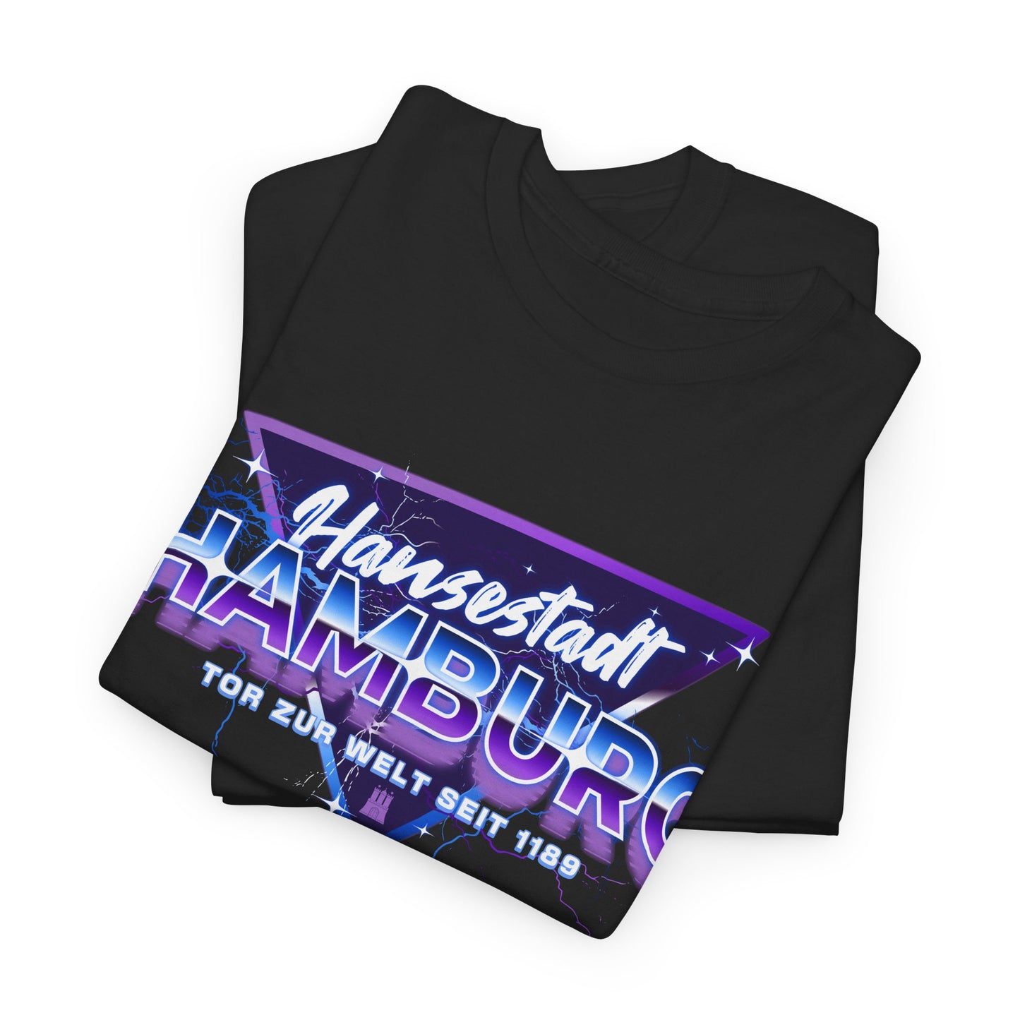 Hansestadt Hamburg – Retro Wave Edition – T-Shirt im 80er-Style – Unisex T-Shirt - Schwarz