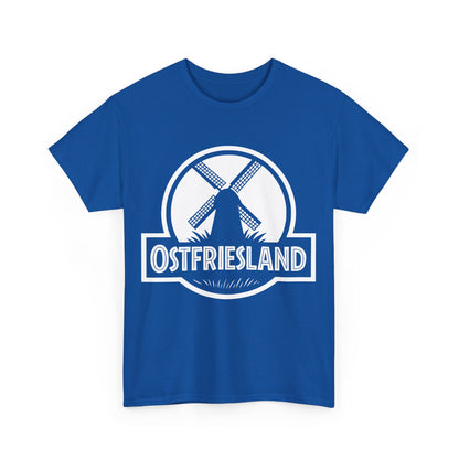 Ostfriesland T-Shirt – Jurassic Style Mühlen Design – Unisex T-Shirt - Blau