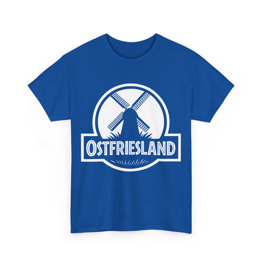 Ostfriesland T-Shirt – Jurassic Style Mühlen Design – Unisex T-Shirt - Blau