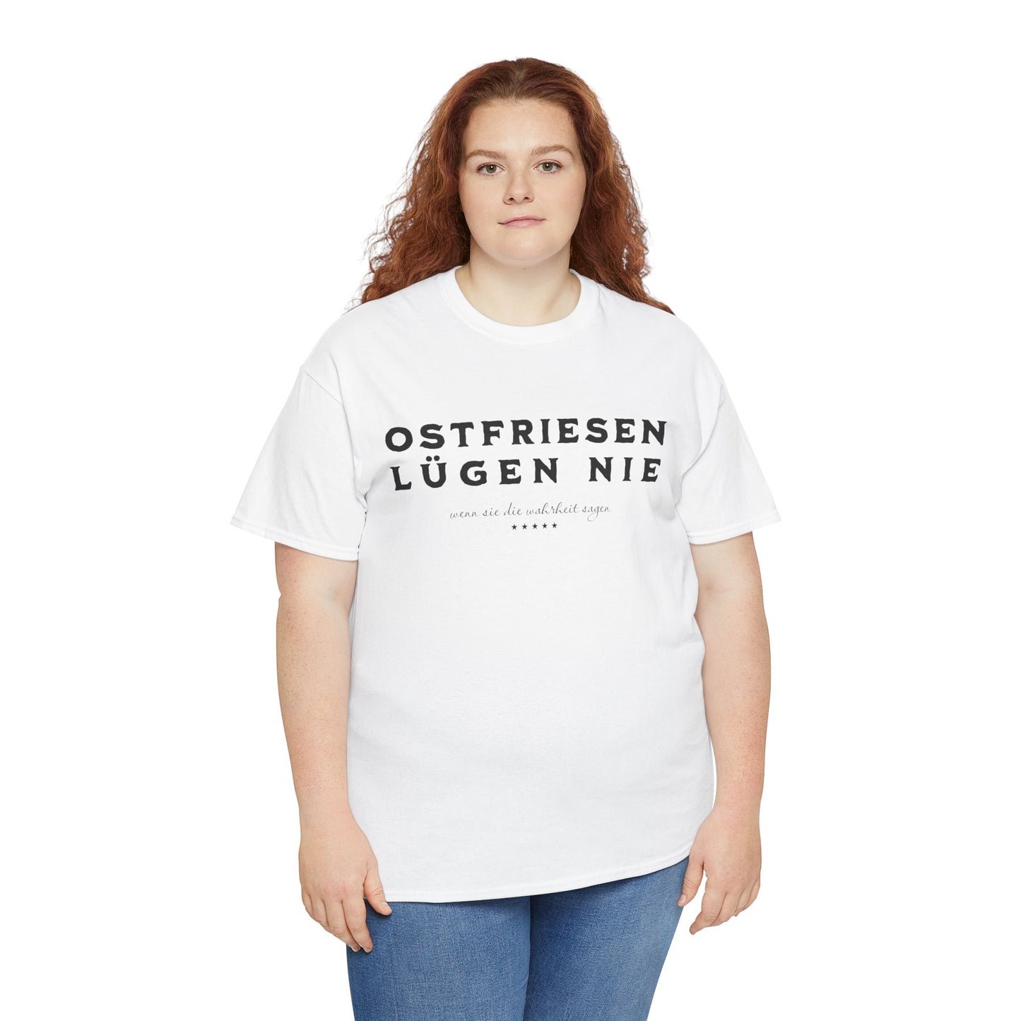 Ostfriesen lügen nie – Lustiges Sprüche-Shirt für echte Küstenmenschen - Unisex T-Shirt - Weiß & Grau