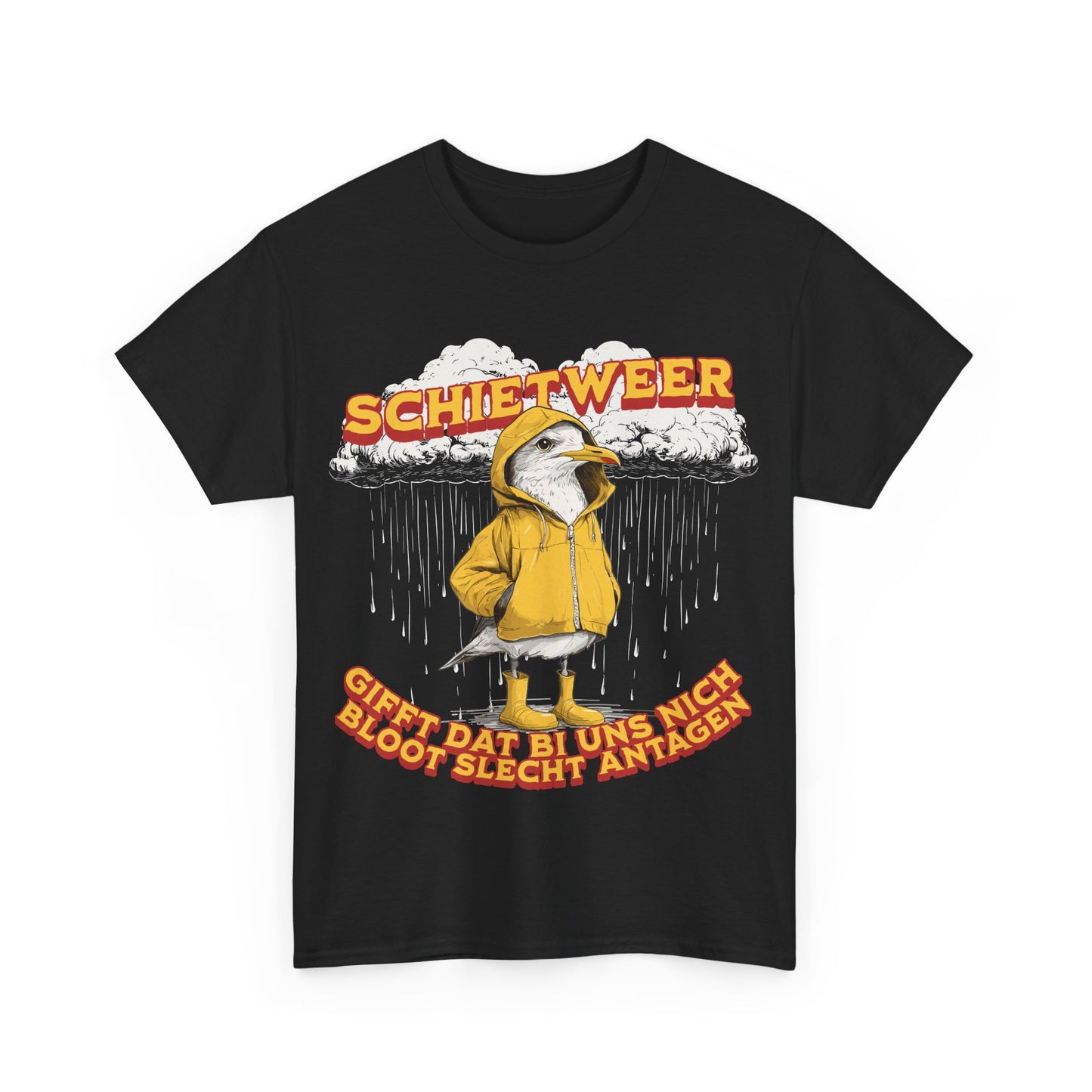 Schietweer Möwe – Ostfriesen Shirt mit Regenwitz – Unisex Shirt in Schwarz