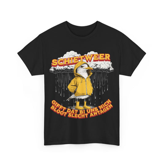 Schietweer Möwe – Ostfriesen Shirt mit Regenwitz – Unisex Shirt in Schwarz