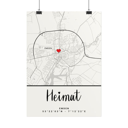 Emden - Heimat - Koordinaten - Poster