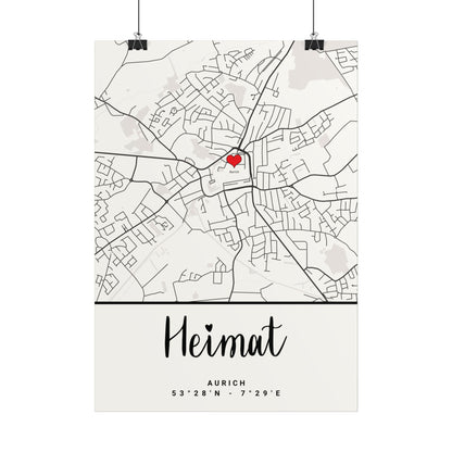 Aurich - Heimat - Koordinaten - Poster