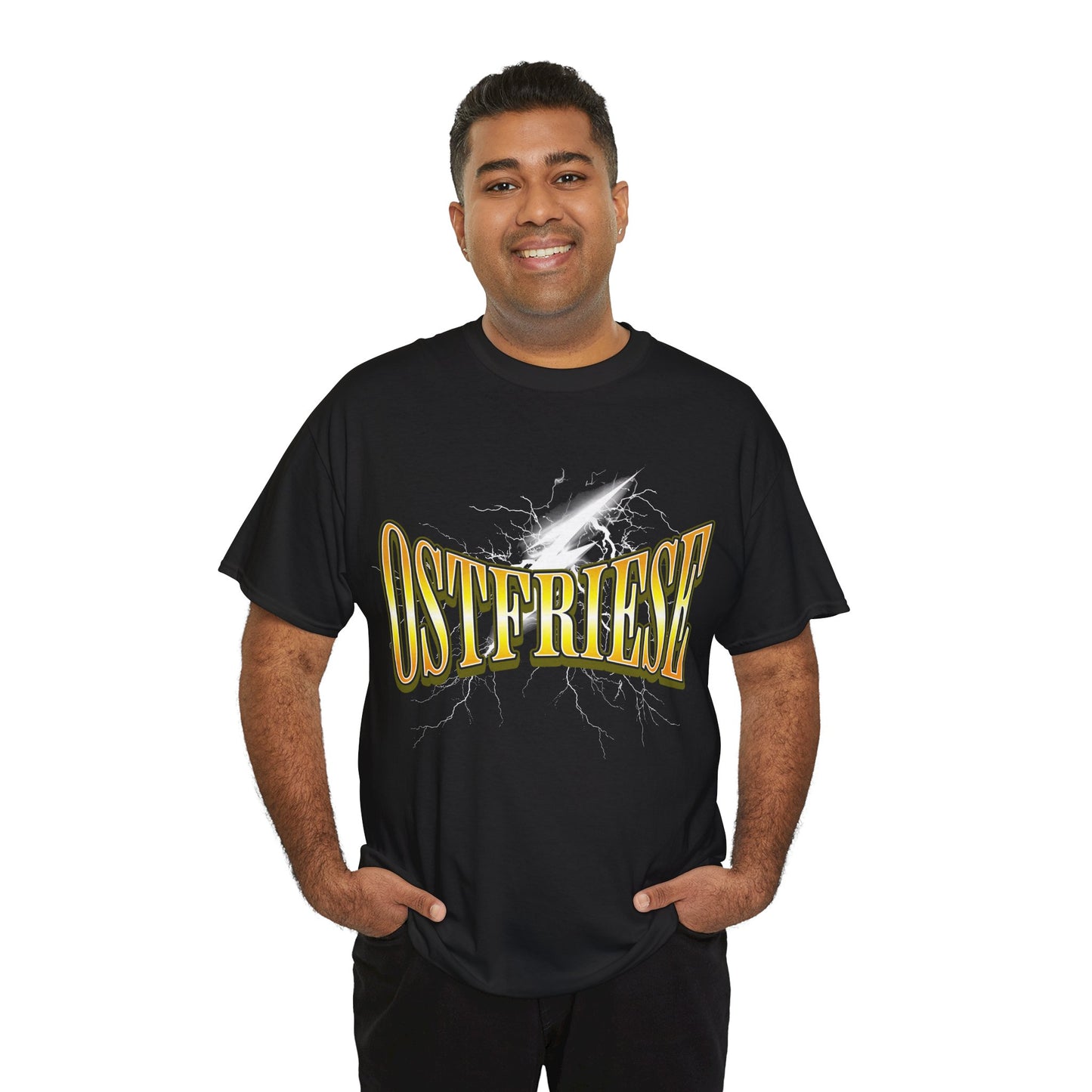 Ostfriese T-Shirt – Blitz & Power Design – Unisex Shirt in Schwarz