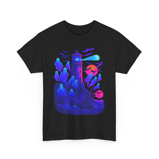 Geister-Leuchtturm - Synthwave - T-Shirt