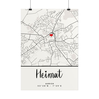 Aurich - Heimat - Koordinaten - Poster