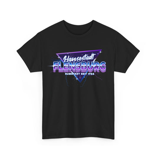 Hansestadt Flensburg – Retro Wave Edition – T-Shirt im 80er-Style – Unisex T-Shirt - Schwarz