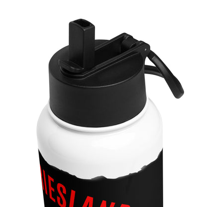 Ostfriesland - Leuchtturm – Isolierte Edelstahl-Trinkflasche mit Strohhalm